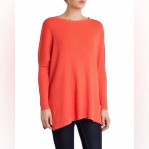 Ted Baker Coral Sweater Size Large Ribbed Boxy Zipper Shoulder Cotton